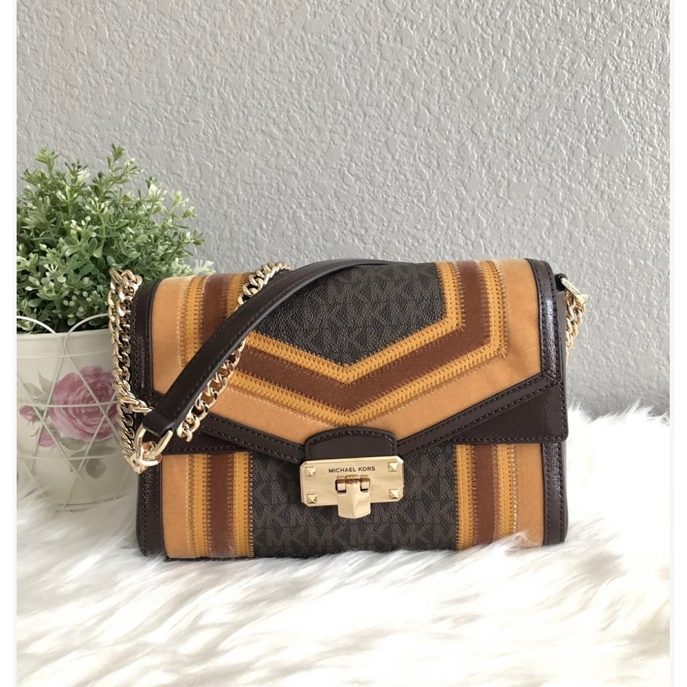 NWT Michael Kors Kinsley Medium shoulder Flap Crossbody Marigold multi Color